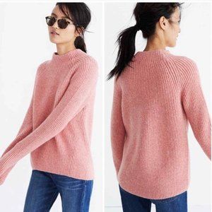 Madewell Northfield Mock Neck Knit Wool Blend Sweater Pink